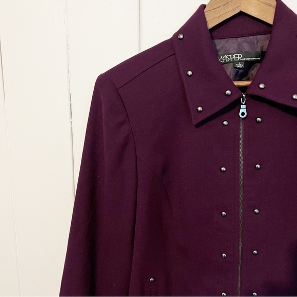 Kasper Purple Jacket with Rivet Detailing . Size Large. - Picture 5 of 9